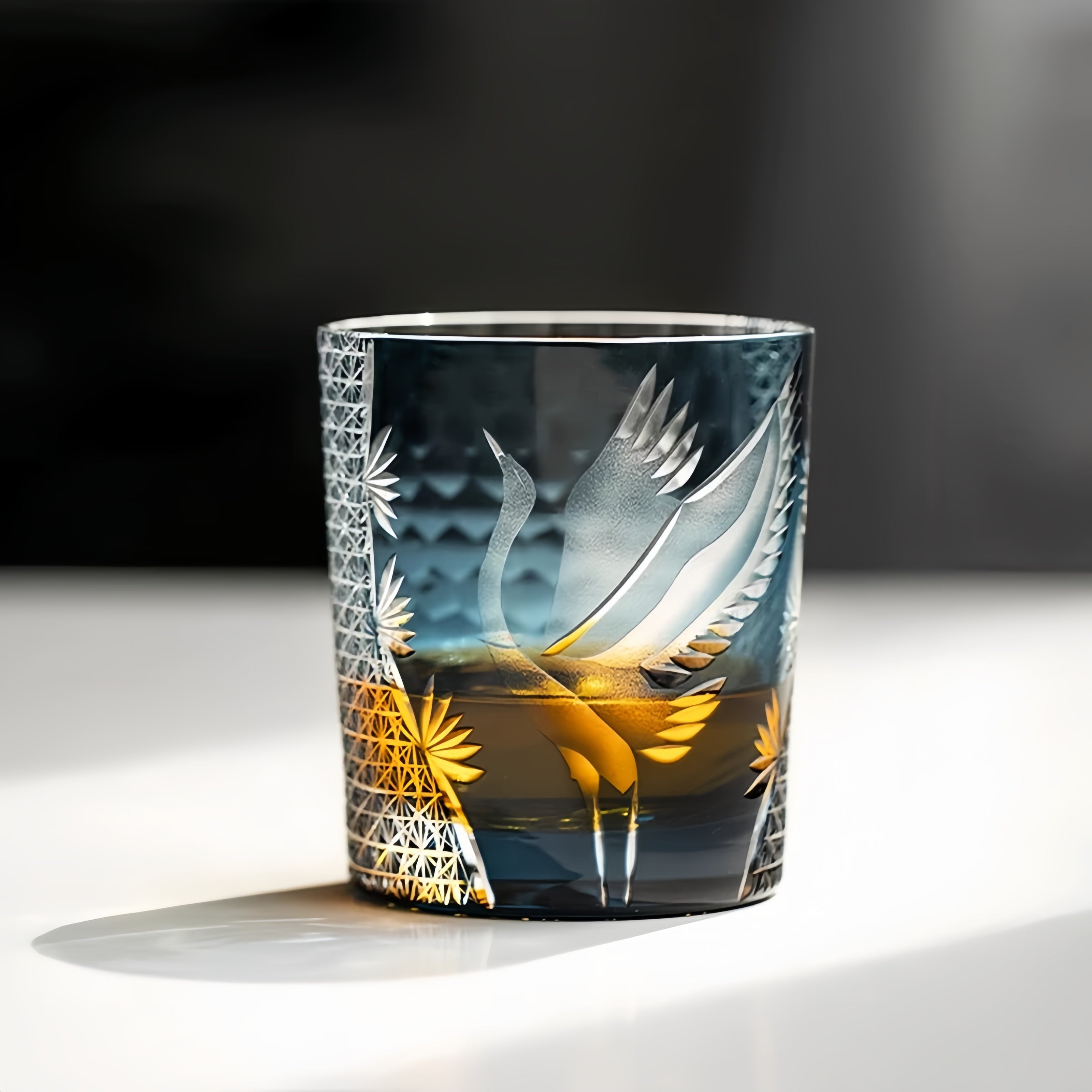 Whisky Glass Soaring Crane – Edo Kiriko Handcrafted Crystal