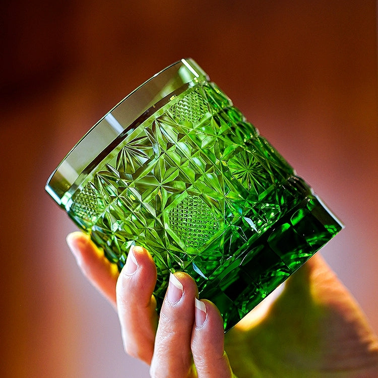 Whisky Glass Octagonal Chrysanthemum | Edo Kiriko Cut Crystal Barware