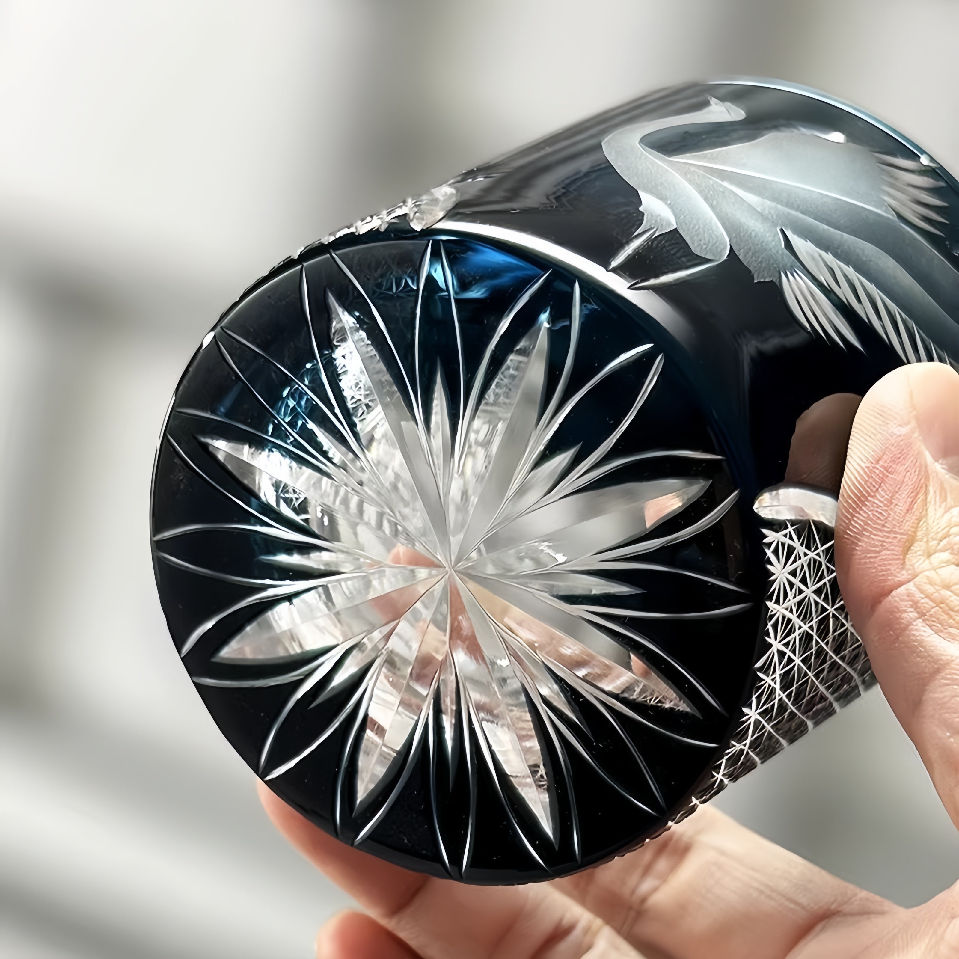 Whisky Glass Soaring Crane – Edo Kiriko Handcrafted Crystal