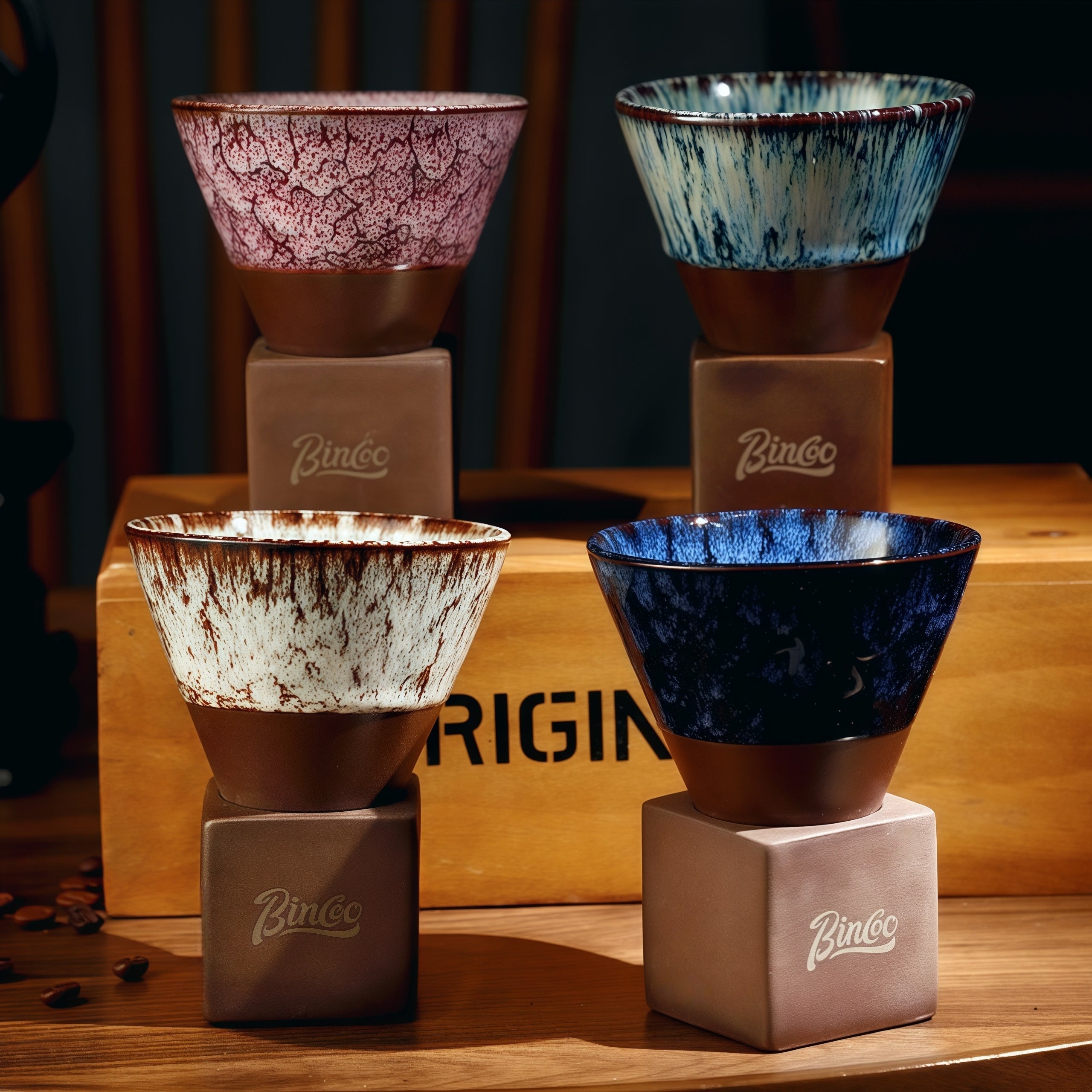 Ceramic Coffee Cup with Stand – Artisan Glaze Cone Mug