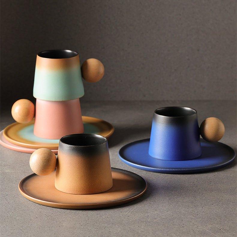 Ceramic Coffee Cup Set Thai Style | Cup Saucer & Teaspoon