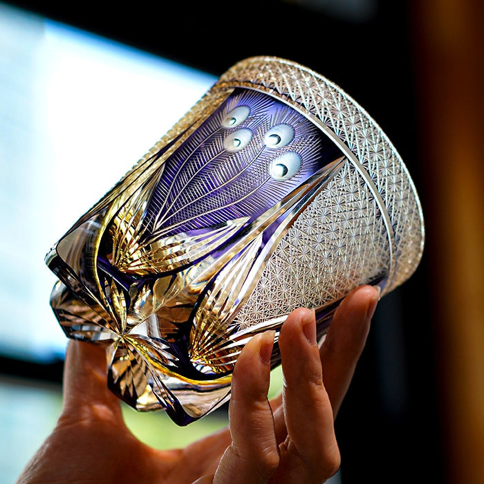 Whisky Glass Violet Peacock – Edo Kiriko Handcrafted Crystal