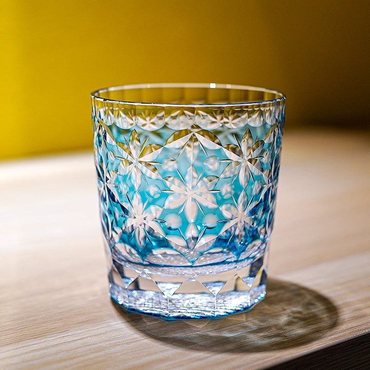Japanese Whisky Glass Handcrafted Kiriko Sakura Cut Crystal Tumbler