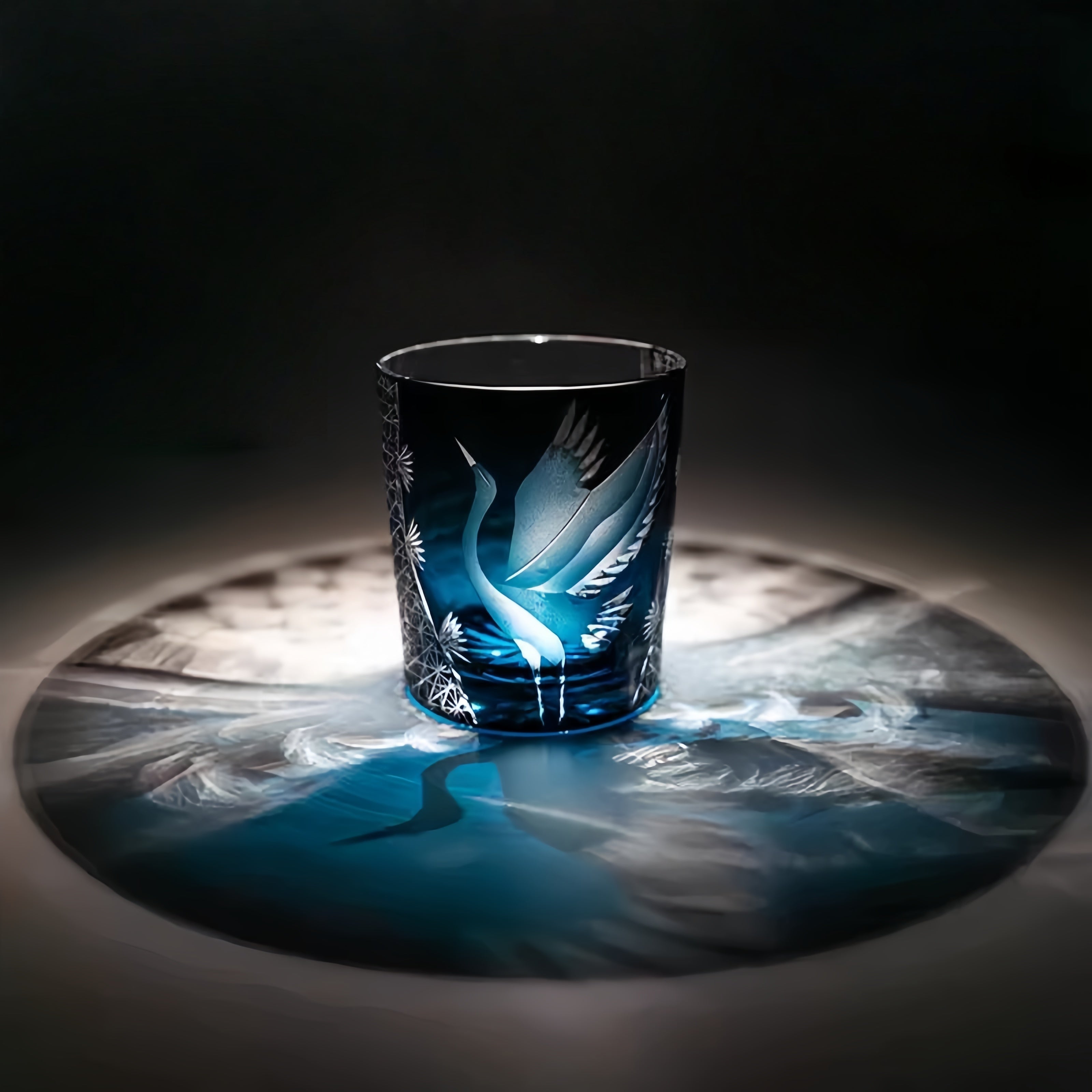 Whisky Glass Soaring Crane – Edo Kiriko Handcrafted Crystal