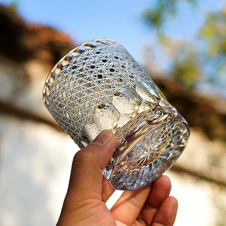 Chrysanthemum Whisky Glass Royal | Edo Kiriko Hand-Carved Crystal