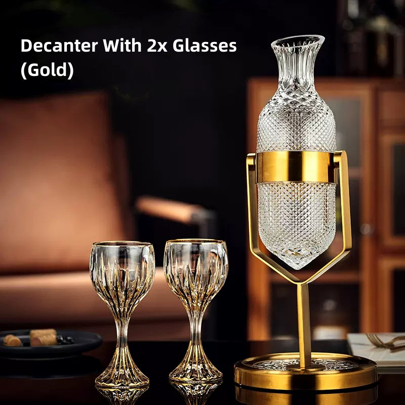 Crystal Wine Decanter Set with Stand & Glasses – Pendulum